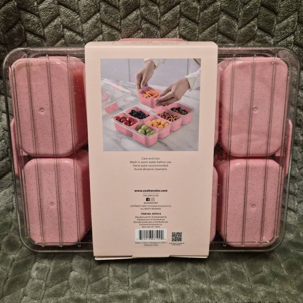 CWC Pink Sparkle Snack Box with 8 Compartments And Lid - Picture 2 of 4